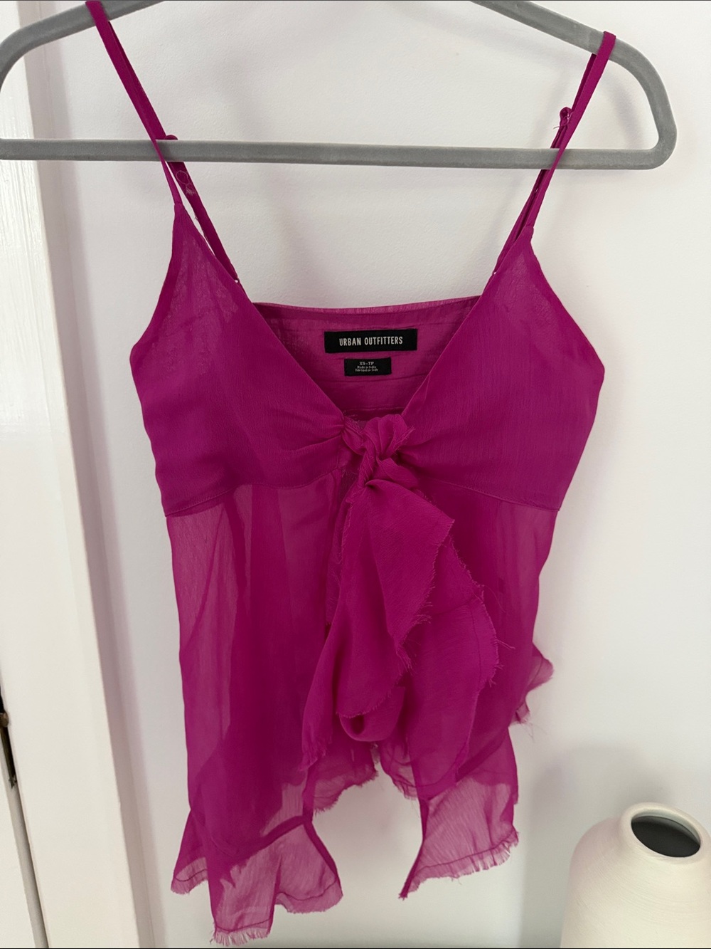 Urban Outfitters Magenta Sheer Tie-Front Camisole